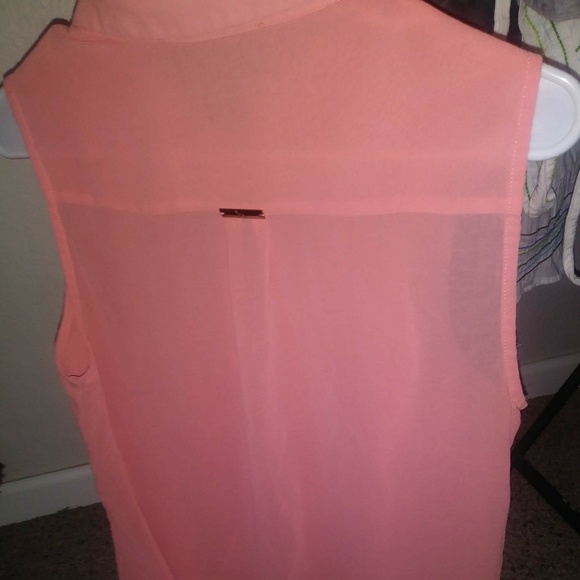 Kardashian Kollection Coral Beaded Sheer Blouse - Picture 4 of 6